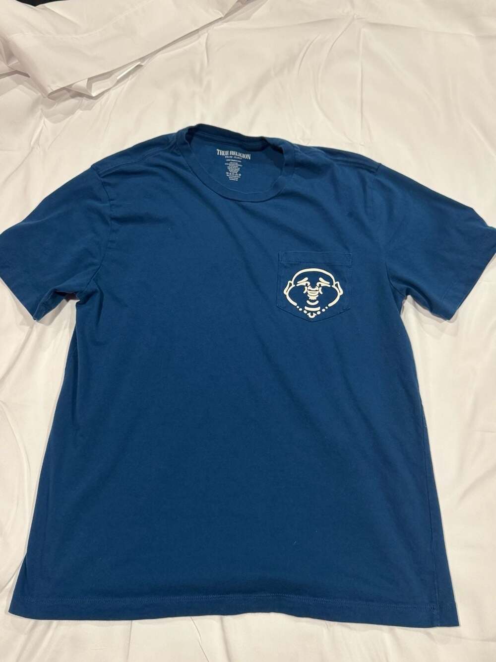 True Religion Buddha Pocket Crew Neck Short Sleeve T-Shirt Blue Large